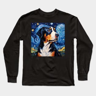 Swiss Mountain Dog Starry Night Long Sleeve T-Shirt